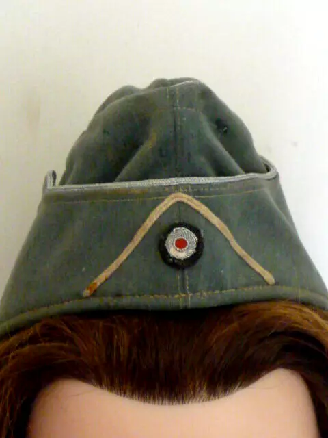 Wehrmacht Infanterie Offizier Schiffchen weißer Soutachewinkel TOP-Zustand o Adl