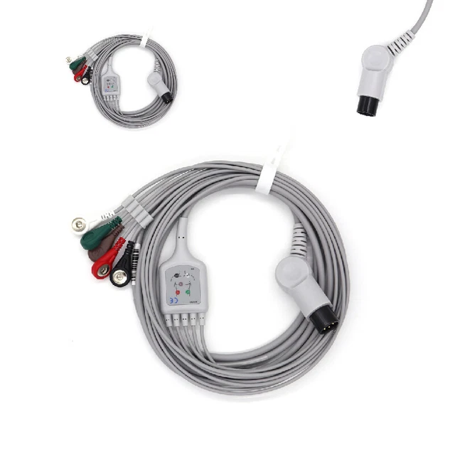 Compatible with Welch Allyn Propaq 100/200 Series 5-lead Medical ECG Cable Snap
