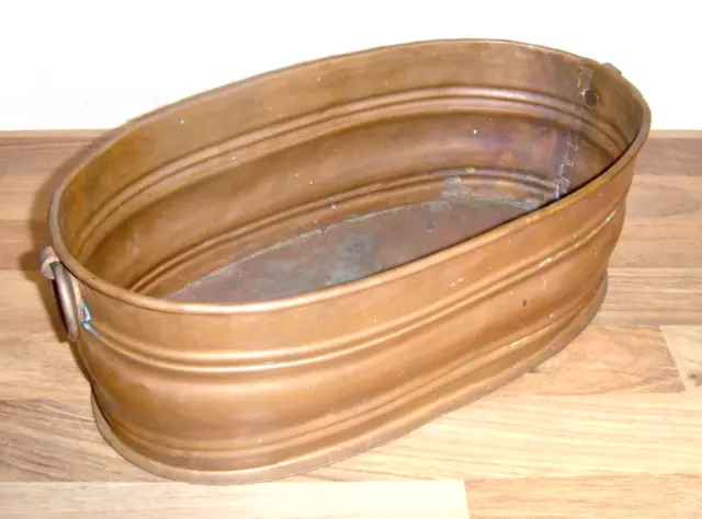 Vintage Copper Trough Planter With Handles Lovely Rustic Look 11.5 Inch Length