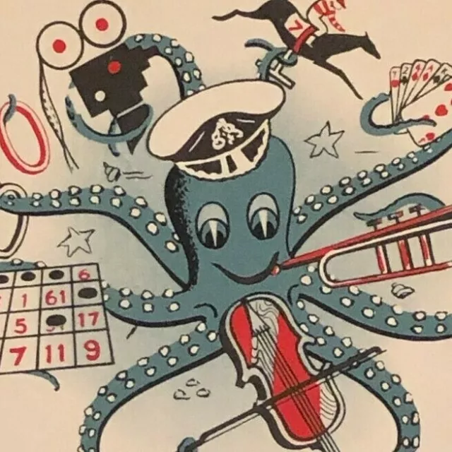 Vintage 1956 Cunard M.V. Britannic "Programme of Events" (First Class) Octopus