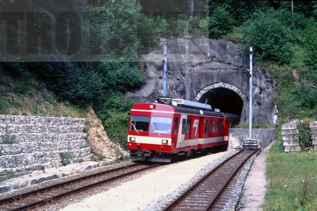 35mm Slide SWITZERLAND CJ Chemins de fer du Jura Electric Railcar 713 1988 Orig