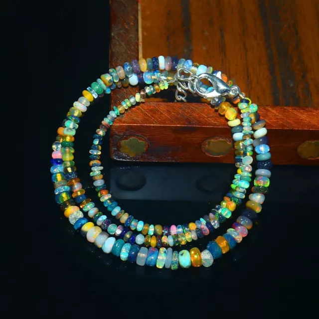 Perles d'opale 16 ''brin véritable collier de perles d'opale éthiopienne...
