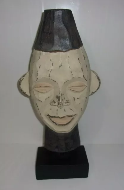 African Tribal Punu Gabon Mask Sculpture on Stand