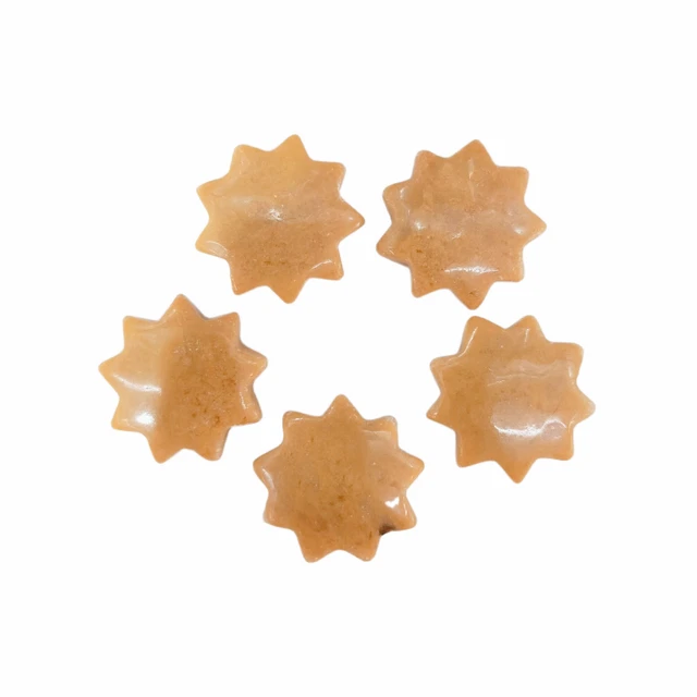 10pcs Natural Yellow Jade Stone Healing Sun Flower Gemstone Home Decor 25x6mm