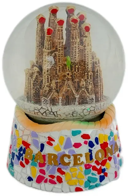 New Souvenir Snowdome Spain Barcelona Snow Globe Sagrada Familia.Colourful 95mm