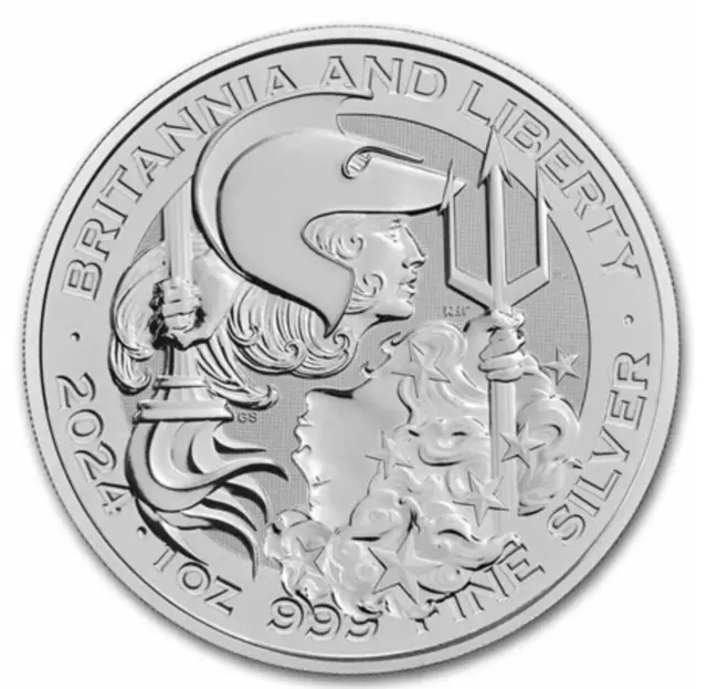 2024 Great Britain Britannia and Liberty 1 oz Silver BU