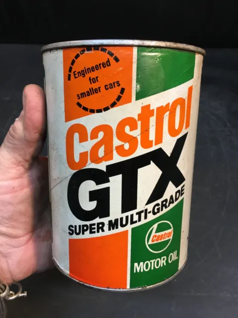 Vintage Castrol GTX Super Multi Grade 20W/50 Motor Oil Cardboard Can 1qt *FULL*