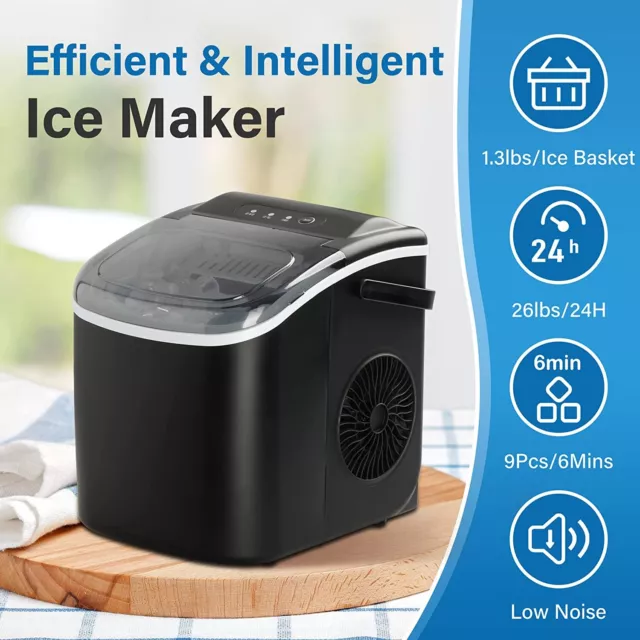 KISSAIR Countertop Ice Maker, Self-Cleaning Portable Ice Maker Machine w/  Handle