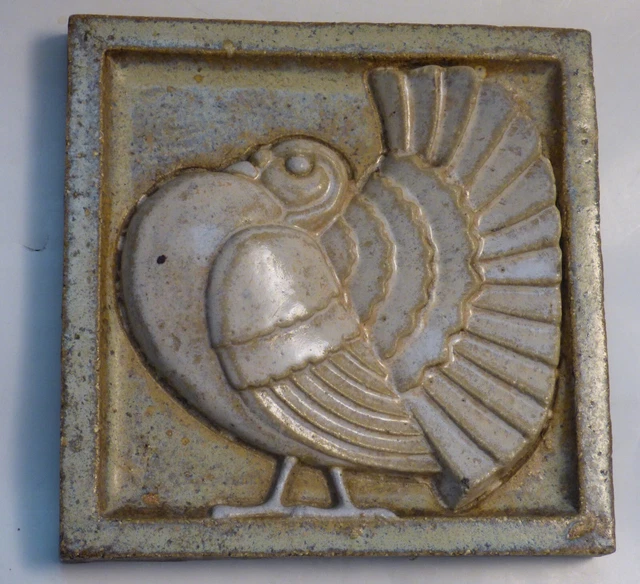 ° Most Rarest Art Nouveau Deco Tile french DESVRES Peacock Dove Facade Tile 4