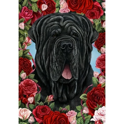 Roses House Flag - Uncropped Neapolitan Mastiff 19472