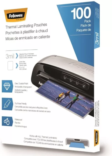 Fellowes Thermal Laminating Pouches/Sheets, Letter Size 9 x 11.5-Inches, 3 mil,