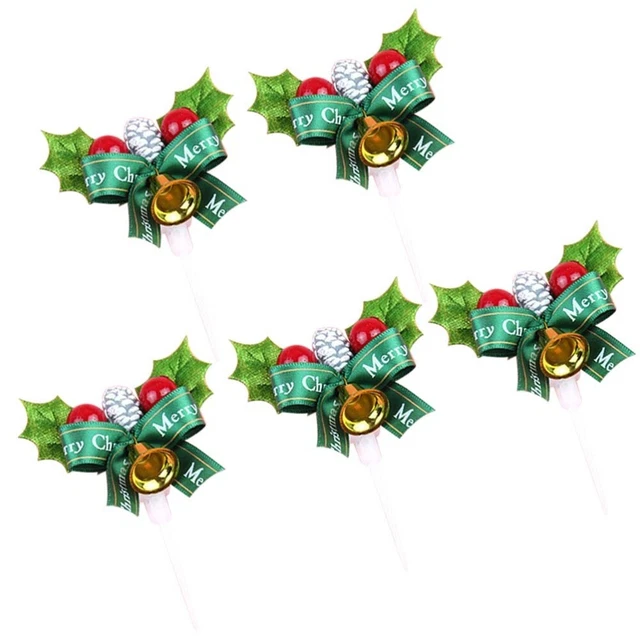 5 pz topper cupcake nastro pigne inserto cartolina a tema natalizio allegro