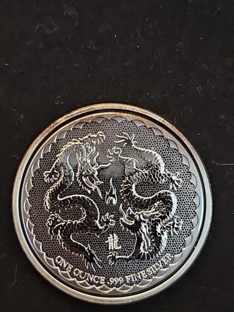 2018 Niue $2 Double Dragon 1 oz .999 Fine Silver Round