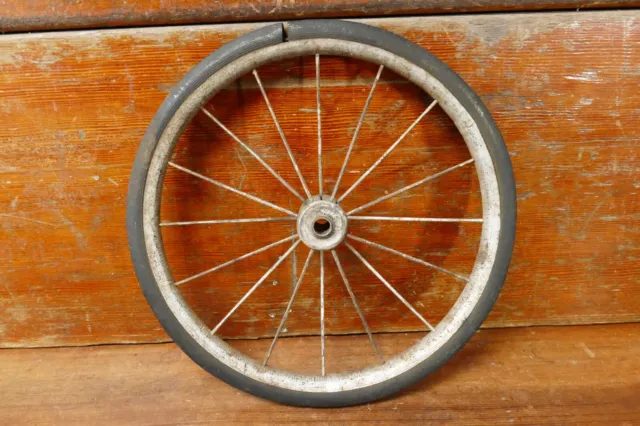 Antique Hard Rubber Steel Spoke Wheel - Wagon Cart Tricycle Buggy - 11.5” Diam