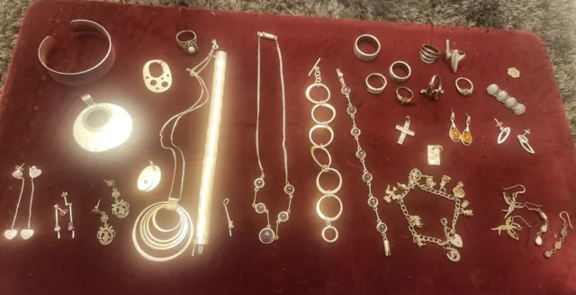 Job Lot Silver, 925, Sterling Assorted Jewellery Items Over 200g