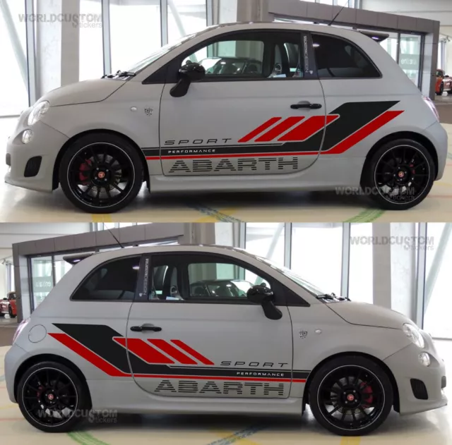 Adesivi Stickers Kit grafica performance per Auto Fiat 500 Abarth tuning Sport