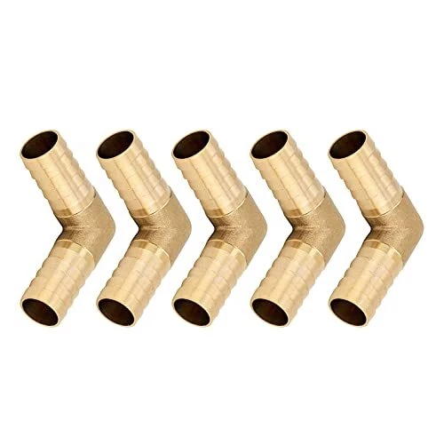Avanty 5pcs Brass Hose Barb Fitting 90 Degree Elbow 3/4" Barbed x 3/4" Barbed...