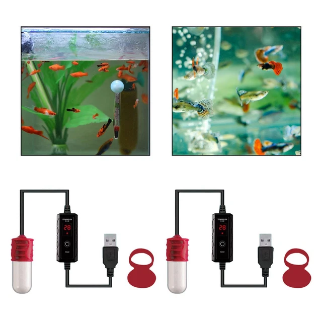 Aquarium Heater 15-34 Degrees 9°F-59°F Water USB Submersible Thermostat Small