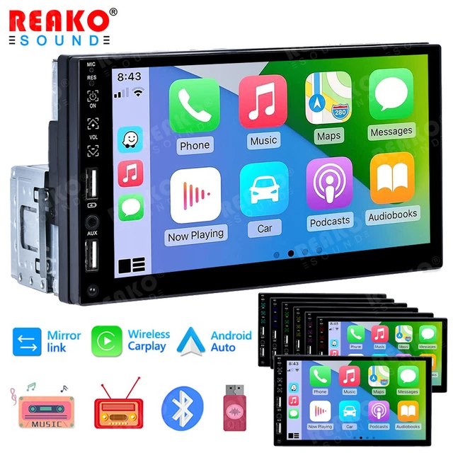 7" Car Stereo Radio CarPlay/Android Auto Bluetooth Touch Screen Single 1 DIN FM