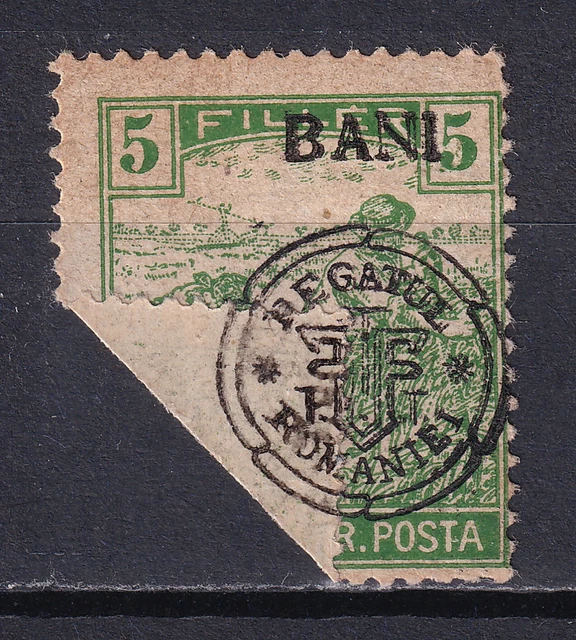 Romania Hungary Cluj 1919 corner fold error & double overprint Signed Dr. Szalay