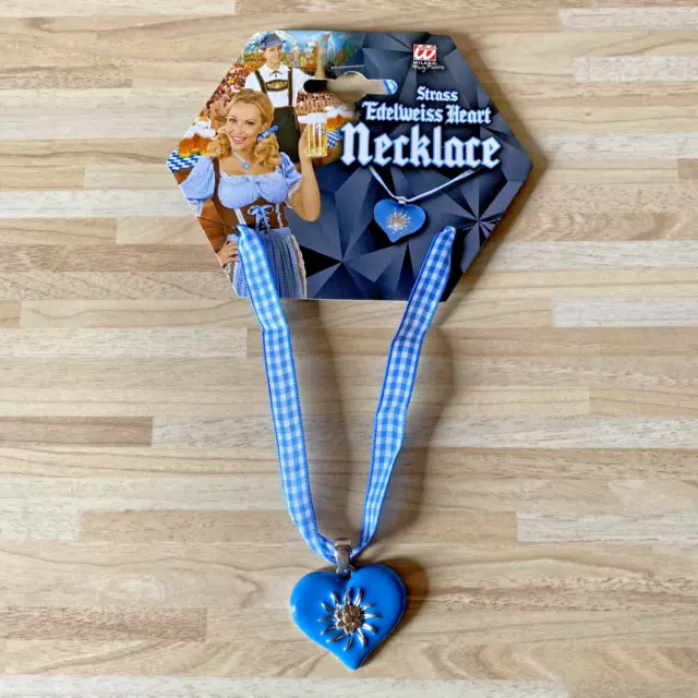 Widmann Trachtenkette Edelweiss Herz Oktoberfest Dirndlkette blau/weiß