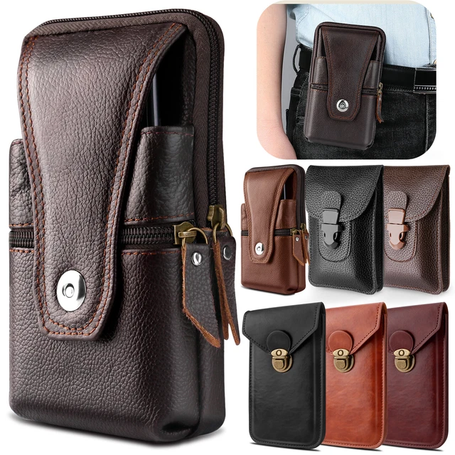 Cell Phone Waist Belt Holster Loop Pack Bag PU Leather Pouch Wallet Case​ Cover