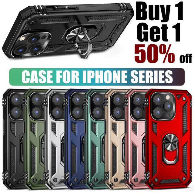 For iPhone 15 Pro Max 14 13 12 11 Plus Shockproof Case Kickstand Ring Magnetic