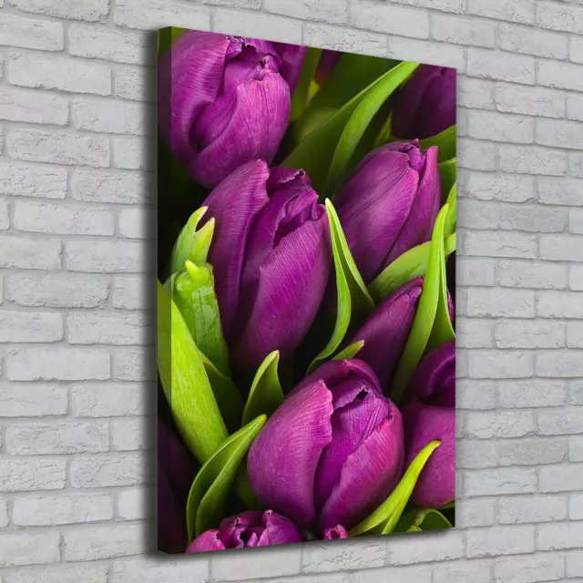 Leinwand-Bild Kunstdruck Hochformat 70x100 Bilder Lila Tulpen