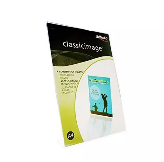 Deflecto A4 Landscape Slanted Sign Holder - A4 Plastic Display Stand - A4 Menu H