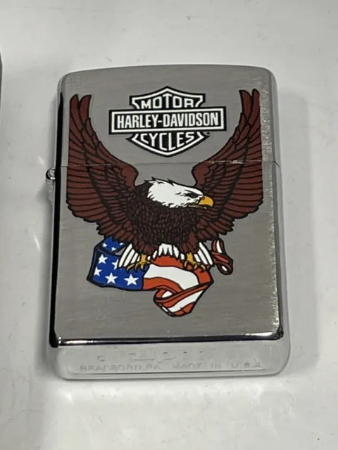 Zippo 2010 Harley Davidson Eagle & Flag  Lighter Unfired In Box V734