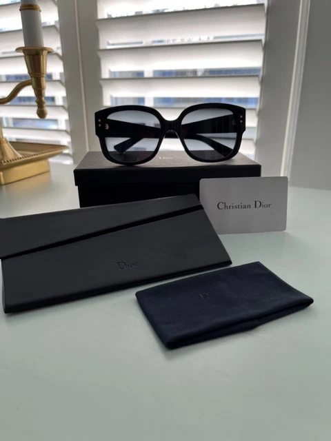 Christian Dior Lady Dior Studs Sunglasses, Black w/Black Lenses and Gold Accents