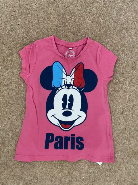 Girls Disney Minnie Mouse T-Shirt Pink Summer Top Baby Age 3-4Years