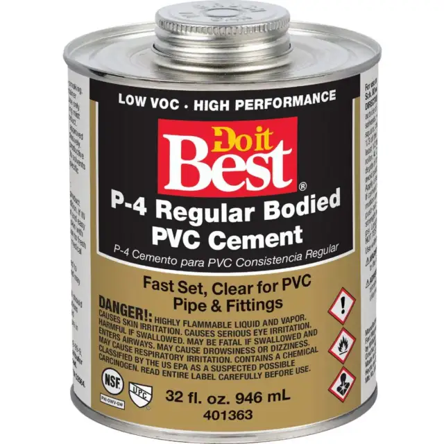 Do it Best 32 Oz. Regular Bodied Clear PVC Cement 018139-12 Pack of 12 SIM
