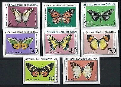 Vietnam 1976 Minr : 833 U - 840 U Imperf Butterflies Fauna