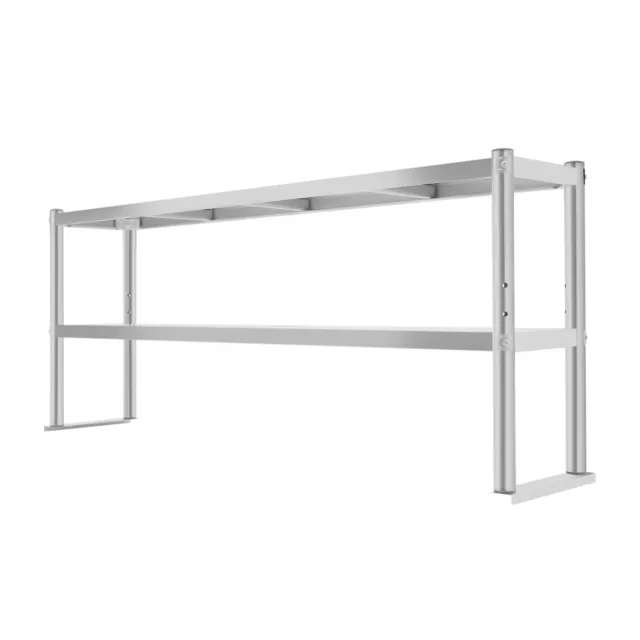 Stainless Steel Commercial Kitchen Prep Table with Double Overshelf- 12 x 60Inch