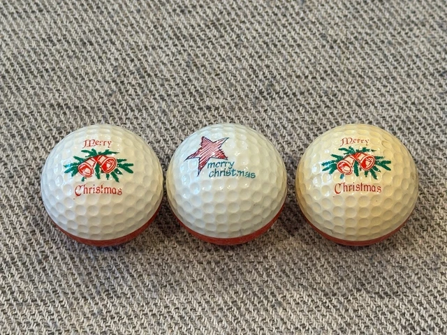 3 VINTAGE KARSTEN ping eye Merry Christmas Golf balls,red