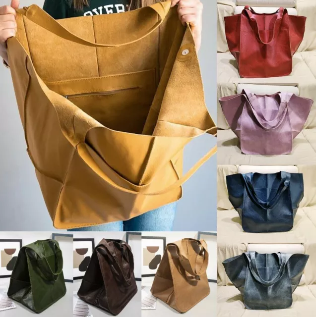 Women Large Capacity Soft Leather Casual Tote Shoulder Retro Bag Shopper Handbag