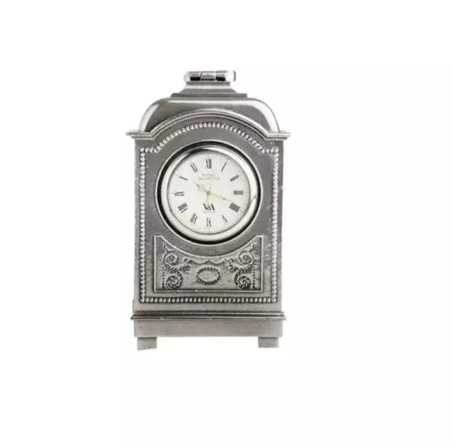 Pewter V&A Inspired Quartz Battery Carriage Clock by Royal Selangor 014031A