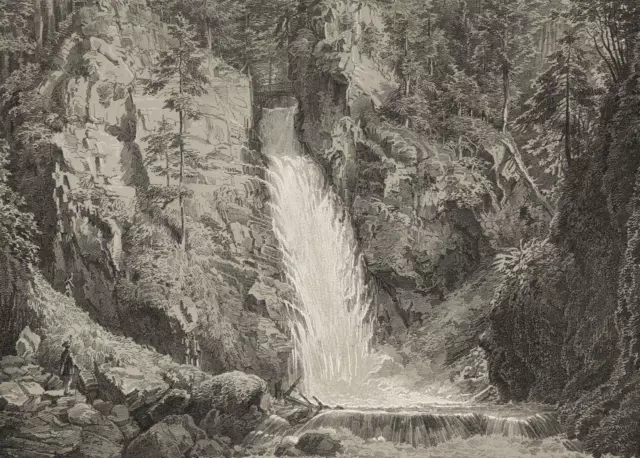 WÖLFELSGRUND (Miedzygórze) - "Wölfelsfall" - Tonlithographie 1848-56