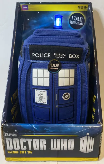 Dr Who Tardis Police Phone Booth Light Up Talking Soft Toy Plush BBC  New In Box