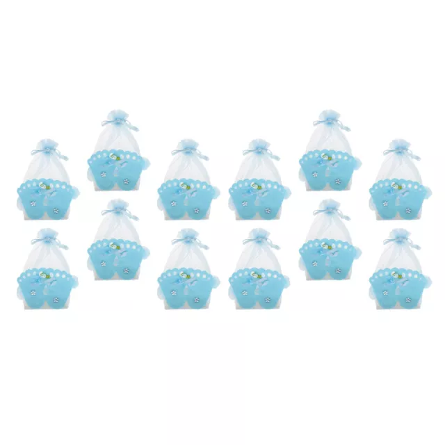 12 Pieces Baby Footprint Gift Box Girl Boy Baby Shower Candy Bags Favor Blue