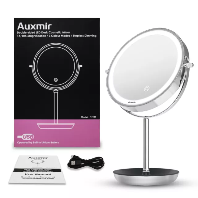 Double sided Magnifying Make Up Mirror With Lights 1X 10X LED Vanity Mirrors USB