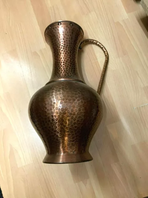 50er 60er Years Large Vase Copper Handmade Hammer Blow Vase Mid Century