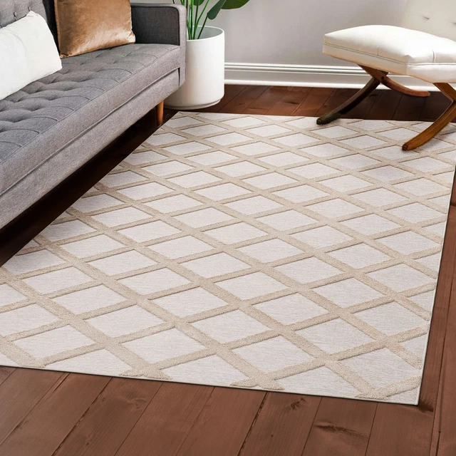 Alfombra Habitación Salon Dormitoro Pelo Corto Etnica Estilo Nordico 3D Moderna