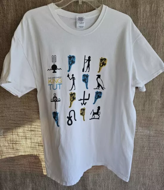 Vintage The Discovery of King Tut Hieroglyphics Souvenir Shirt White Size Large