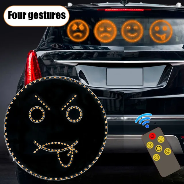 1Set LED Fun Expression Smiley Face Light With Remote Control Car Warning Lamp
