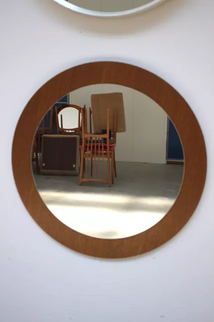 Spiegel Rund Wandspiegel Holzrahmen Teak Optik 50er 60er Mid Century Mirror
