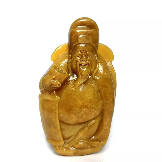 100% Natural China Shoushan Stone Hand Carved God of Wealth Statue Gift H 7.7 CM