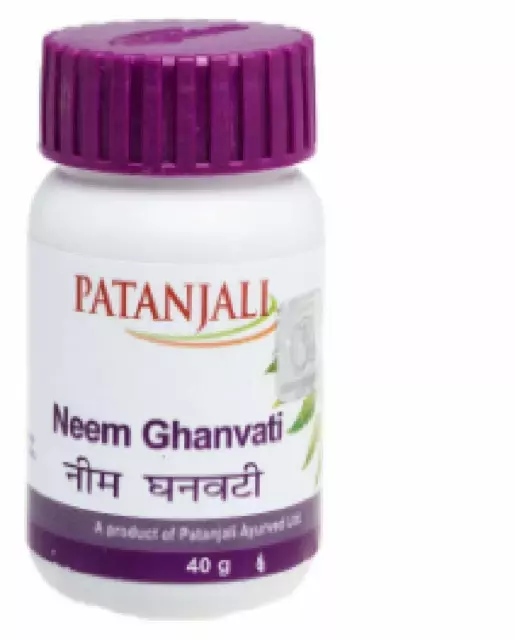 5X Patanjali Neem Ghan Vati 40gm Cada, (Pack De 5) Entregan En 3-5 Días