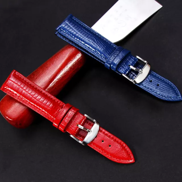 12/14/16/18/20/22/24mm Lizard Calf Leather Watch Strap Band with Pin Buckle UK